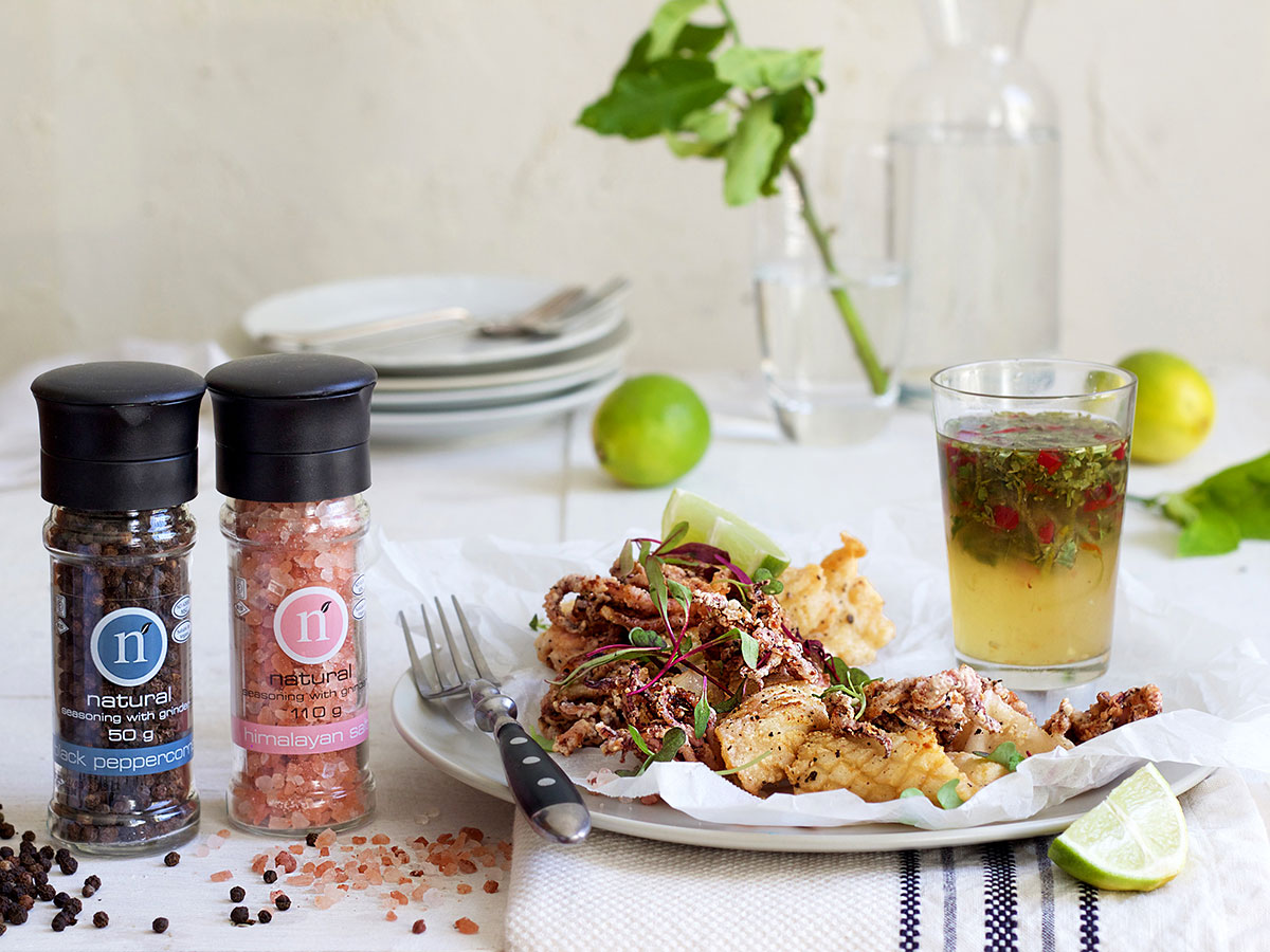 Pink Salt & Pepper Squid with Lime Sweet Chilli Sauce