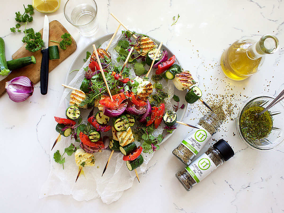 Haloumi and Summer Vegetable Skewers